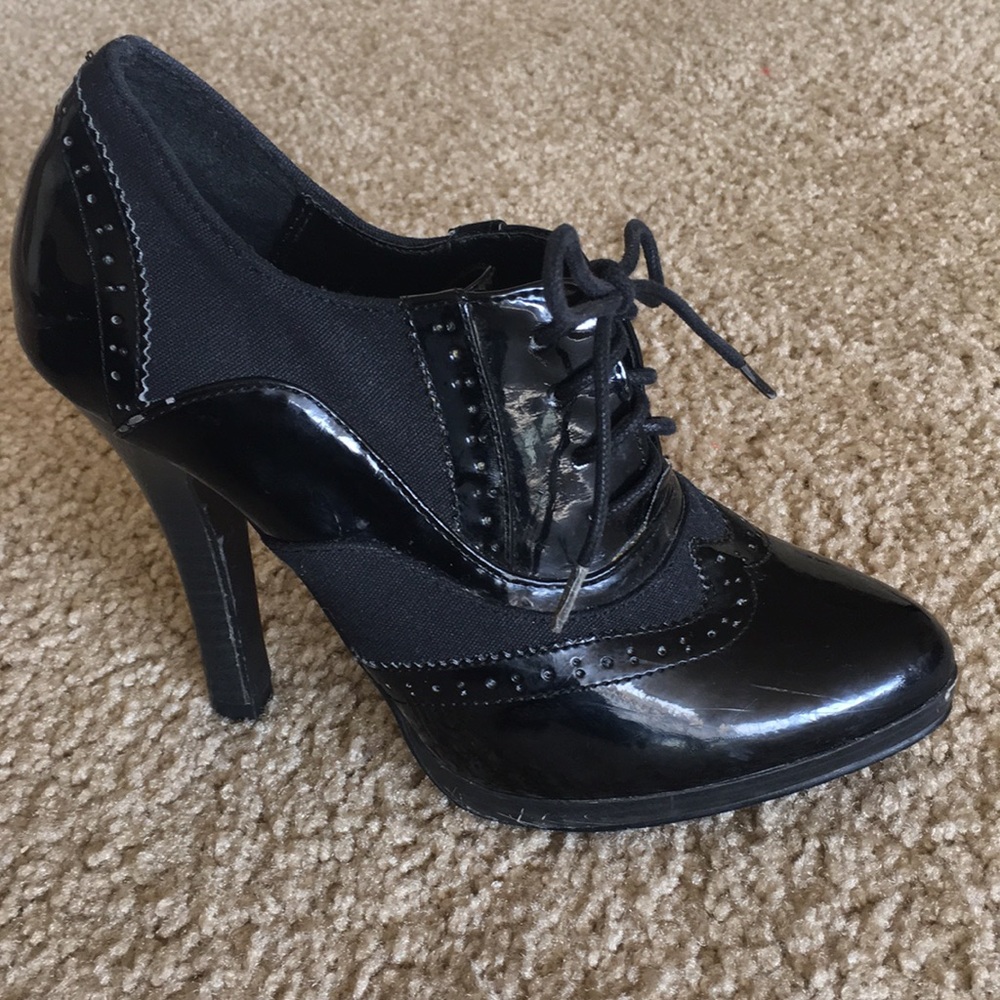 Black Lace Up Bootie Heels